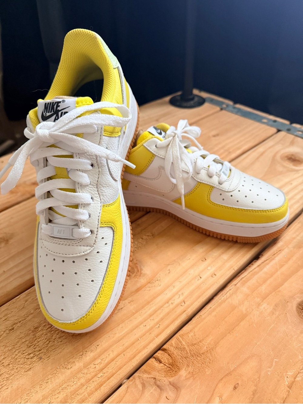 Nike Air Force 1 Low Top Sneakers - White & Yellow